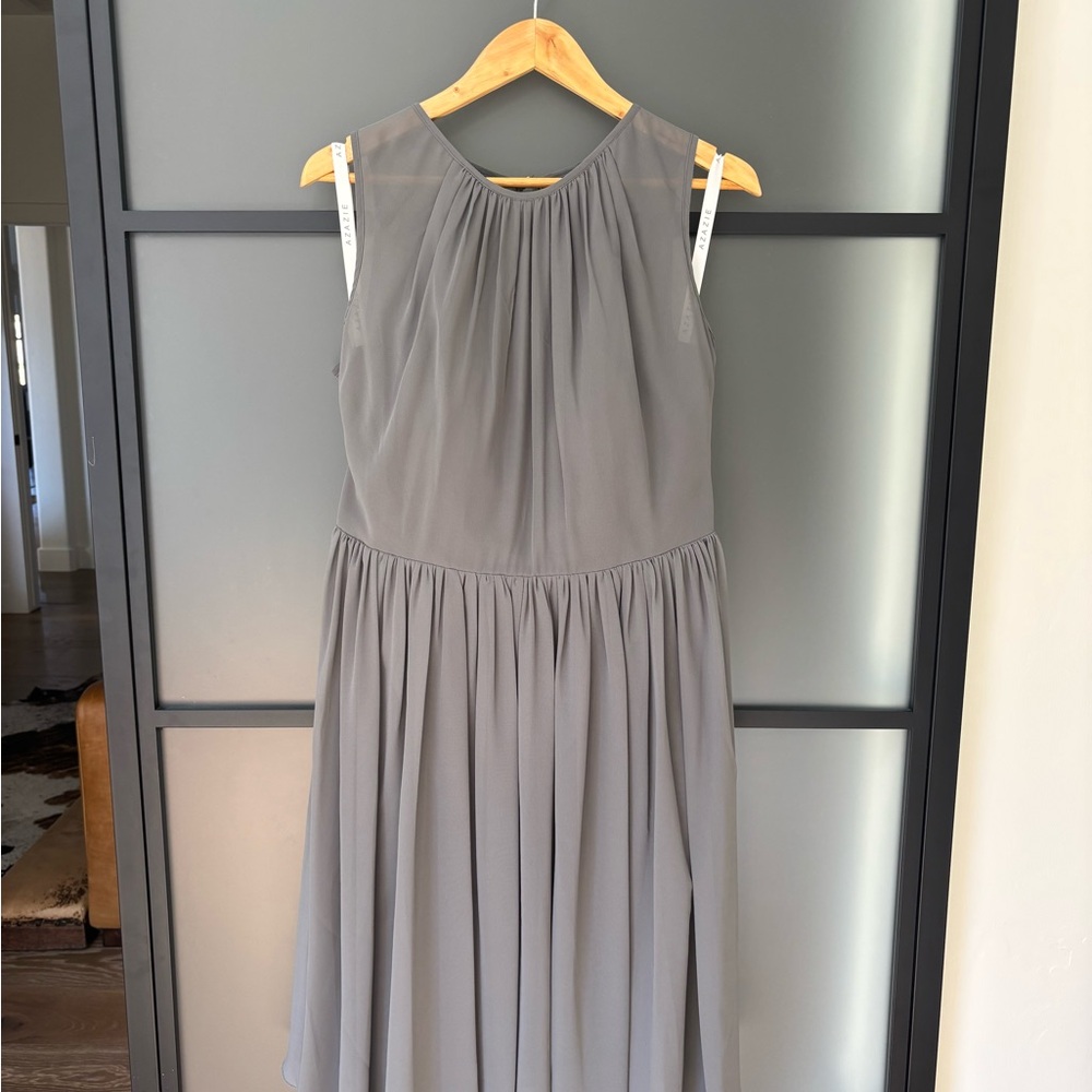 Azazie dark silver dress…Gorgeous